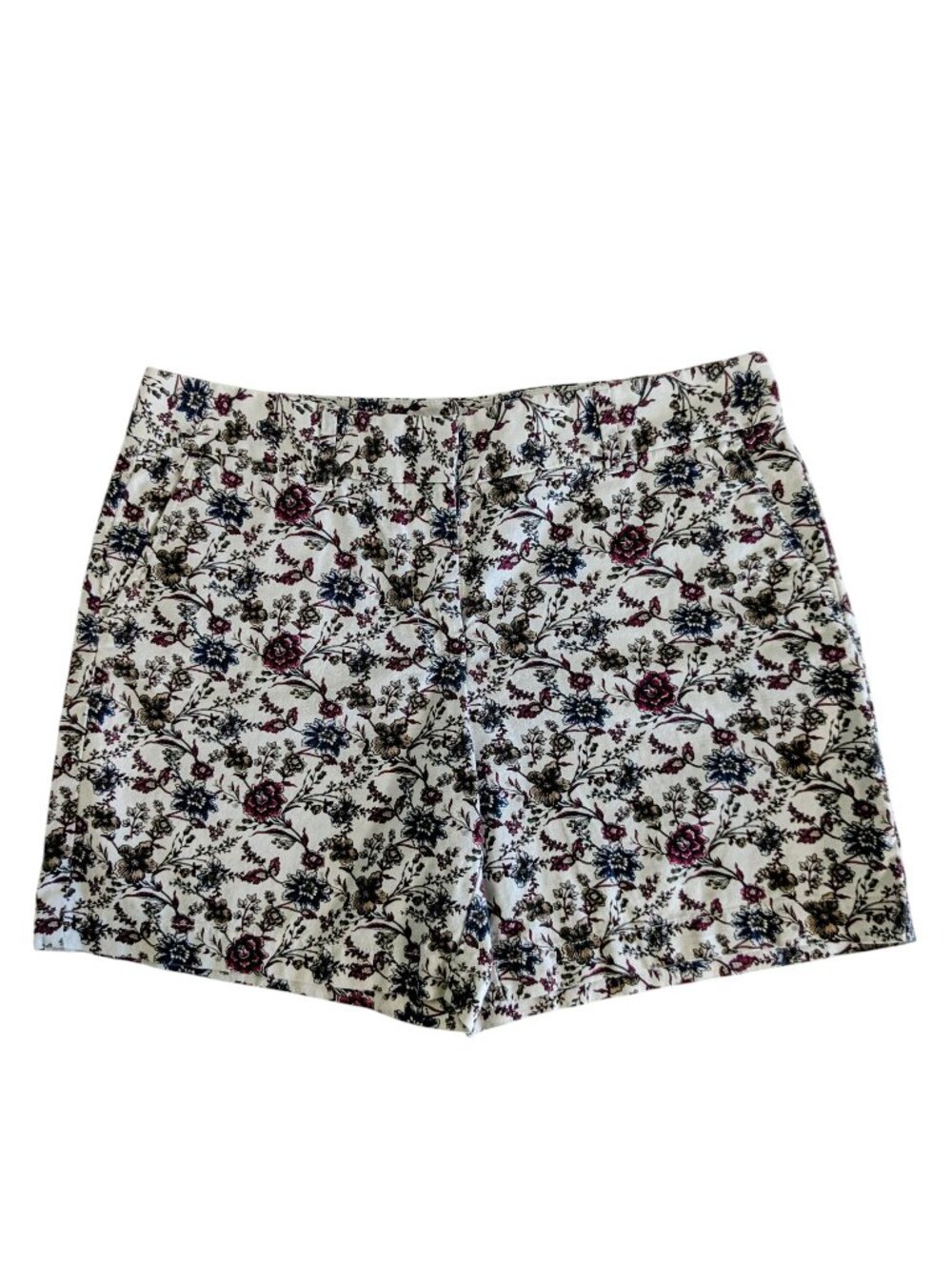 ANN TAYLOR LOFT Women's Linen Blend Shorts  Size 6  White Floral Print  NWOT